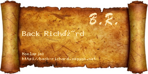Back Richárd névjegykártya