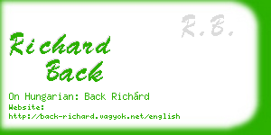 richard back business card